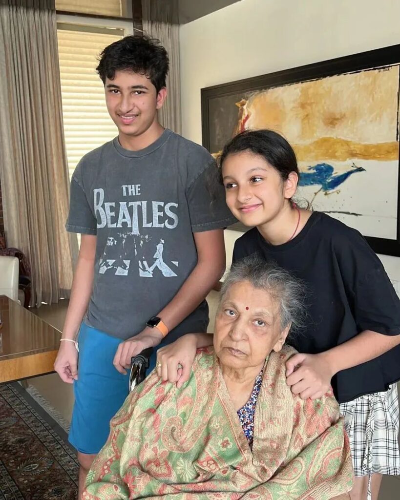 Sitara with her Grandmother and Brother